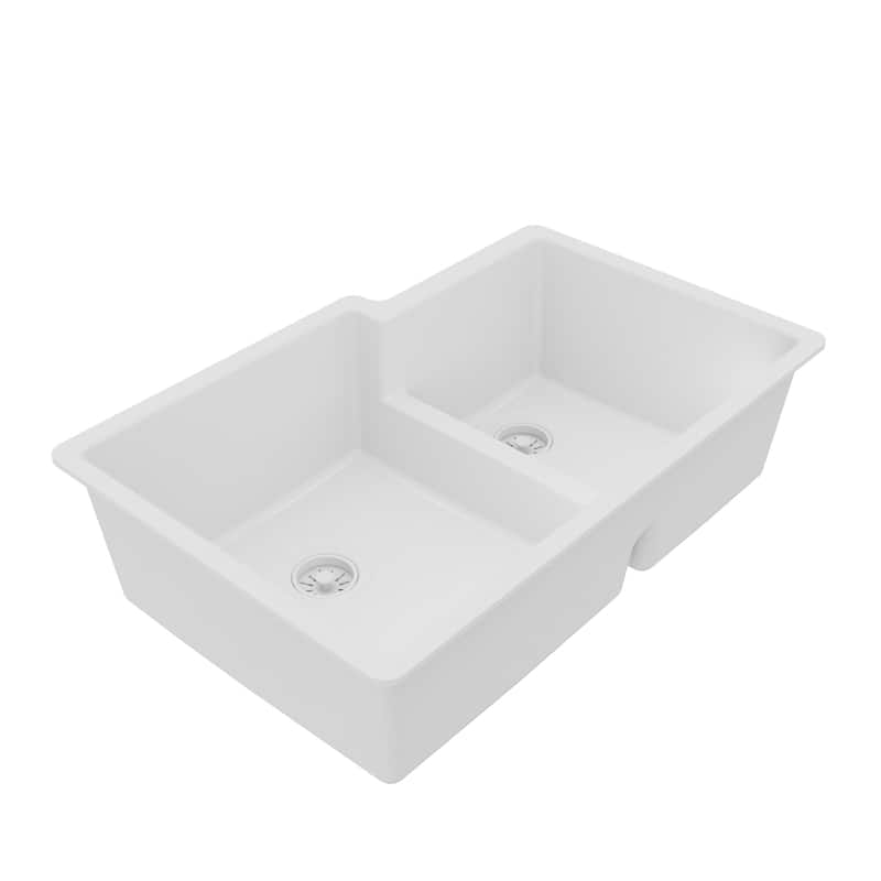 Karran Undermount Large/Small Bowl Quartz Kitchen Sink - 32" x 21.25" x 9" - 32" x 21.25" x 9"