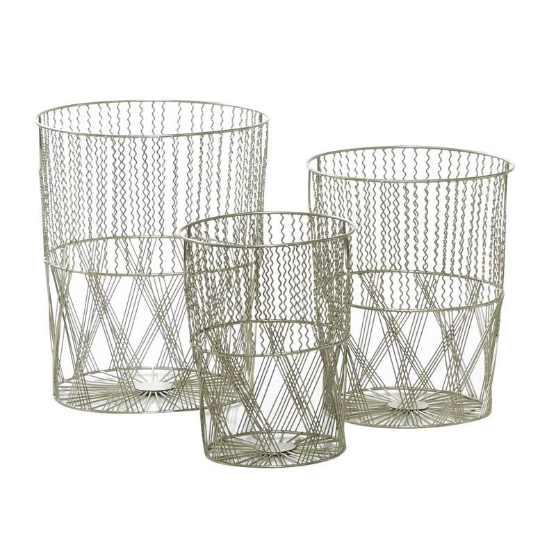 Metal Storage Basket with Handles - Set of 3 Silver - Roche River Decor