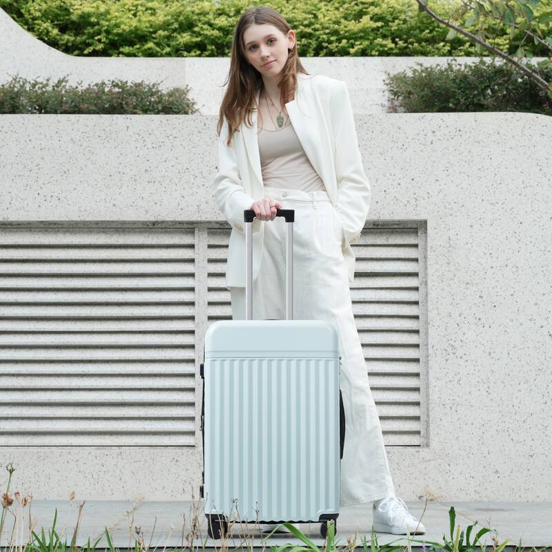 Classic 3 Piece Luggage Set Lightweight Hardside Suitcase TSA Lock Spinner Wheels, Front Opening Luggage Set for Home Travel