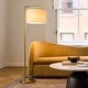 preview thumbnail 2 of 46, Brightech Montage Modern 60 in. Contemporary Arc LED Color Adjusting Floor Lamp with White Fabric Drum Shade Brass