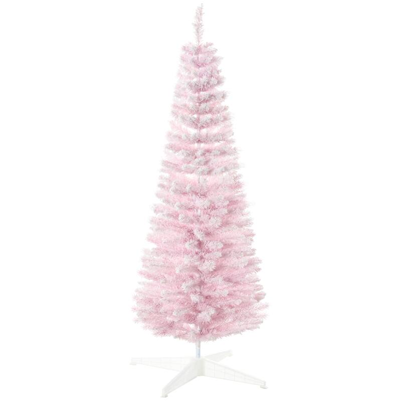 5ft Slim Snow-Kissed Christmas Tree Perfect for Small Spaces - 5 Foot - Pink