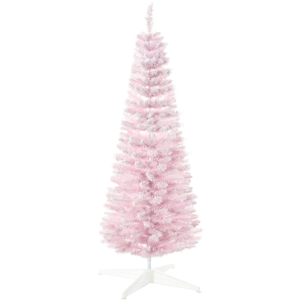 HOMCOM Flocked Artificial Pencil Tree - Slim, Realistic Branches, Plastic Base, Pink