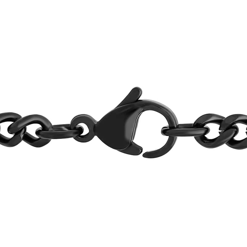 Steel Nation Black Stainless Steel Black Diamond Cross Pendant 1/6ctw