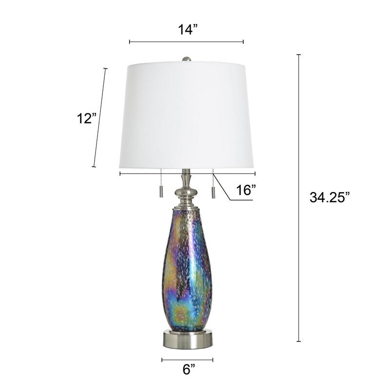 StyleCraft Glass Table Lamp - Wellen - White Shade