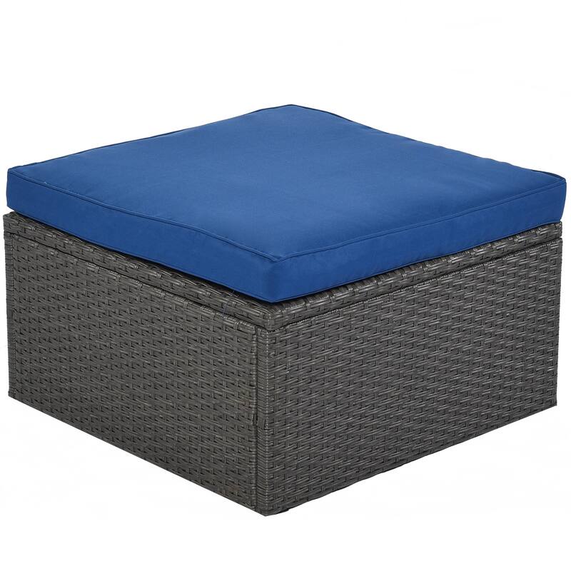 4 Pcs Patio Furniture Set, Outdoor Sectional Sofa Set, Rattan Daybed with Retractable Canopy, Coffee Table with Lifting Top