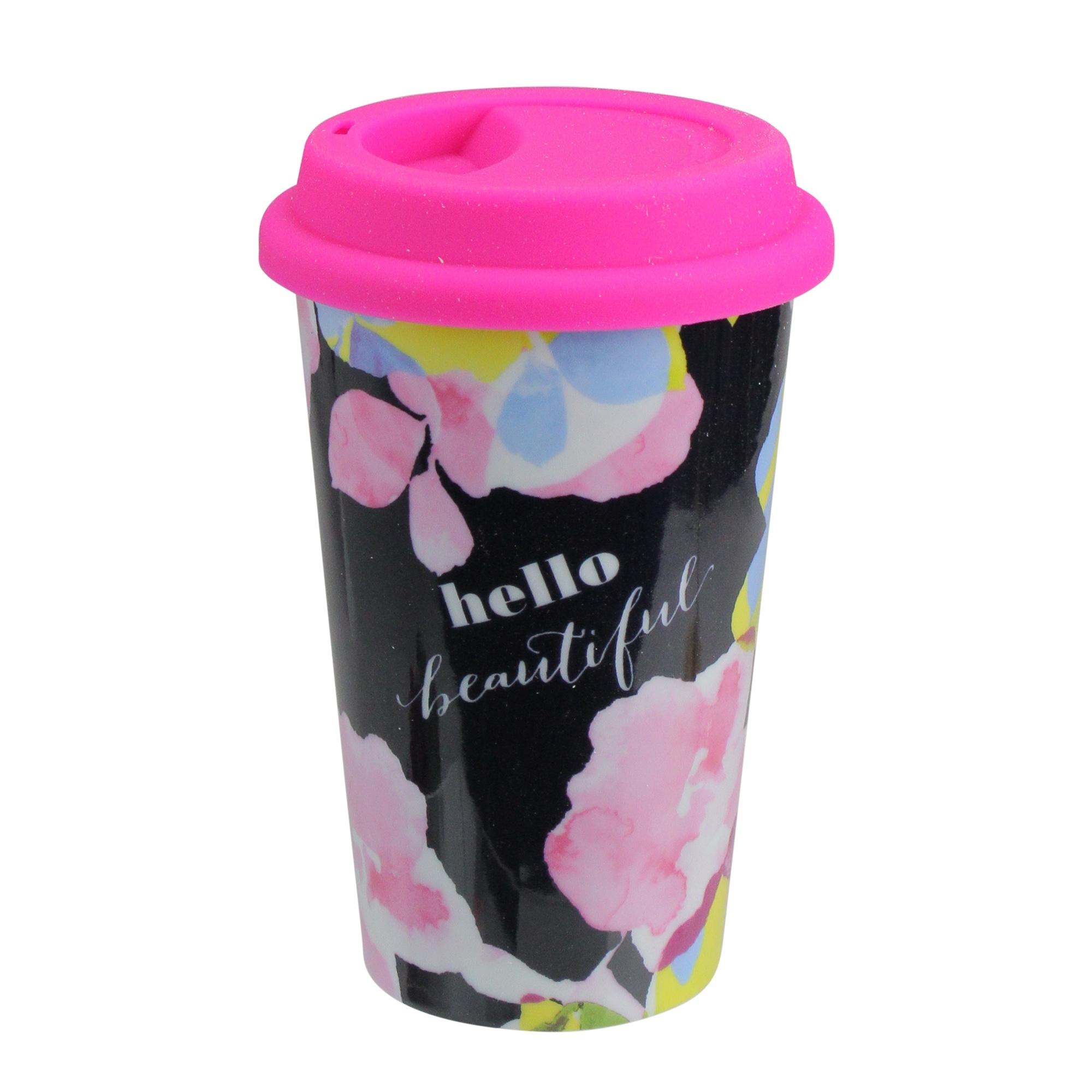 Double Wall Vacuum Insulated Stainless Steel Travel Mug and Wine Tumbler  Set 14 fl. oz Pink Floral