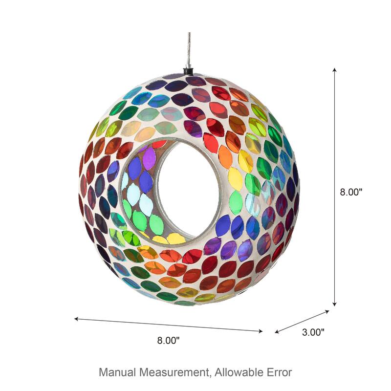 Glitzhome Round Hanging Multi-Color Mosaic Birdfeeder