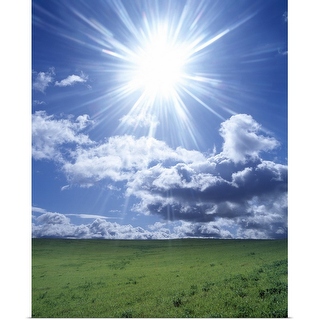 Sun shining over a field