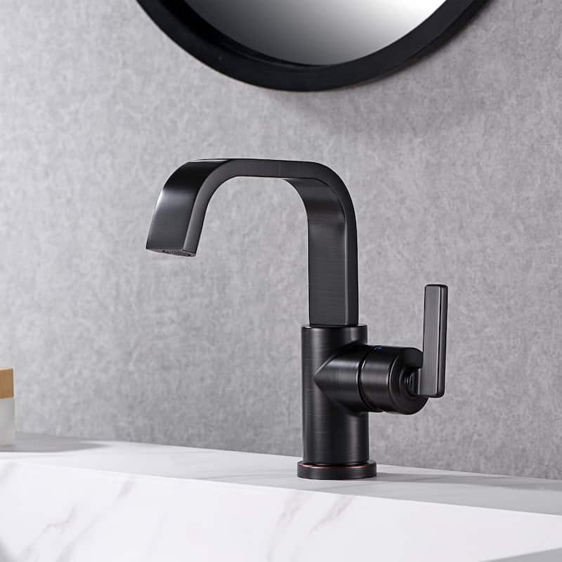 Luxier BSH14-S Single Handle Single Hole Bathroom Faucet with Drain