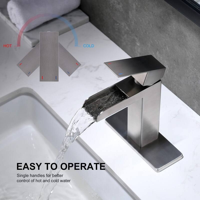 PROOX Bathroom Waterfall Faucet Single Handle with Drain Assembly
