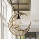preview thumbnail 2 of 8, Farmhouse 1-light Crescent Wood Beaded Pendant Chandelier