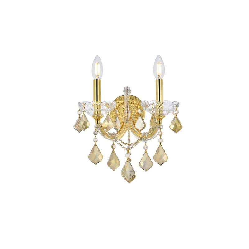 Elegant Lighting 2800W2-GT/RC Maria Theresa 2 Light 16" Tall Wall - Gold