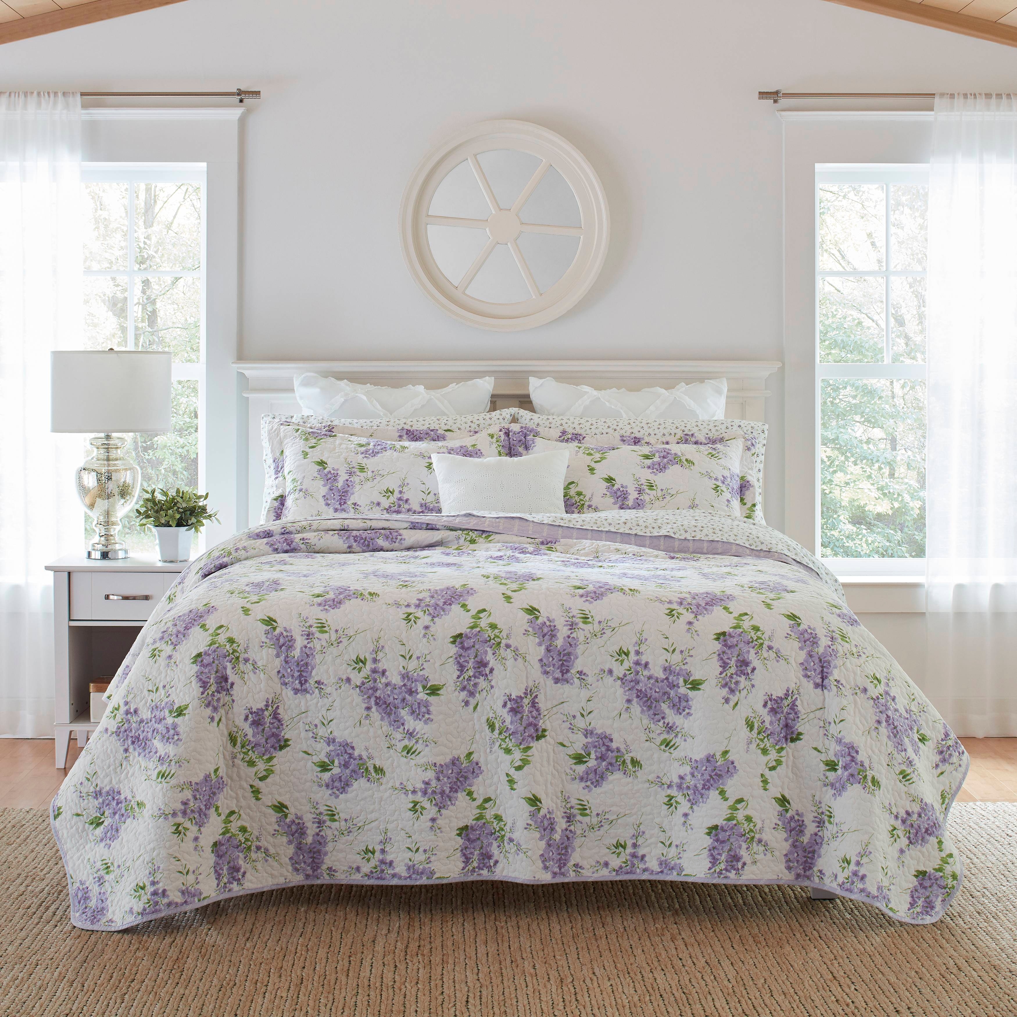Laura Ashley Bedford Cotton Reversible Quilt Set - On Sale - Bed