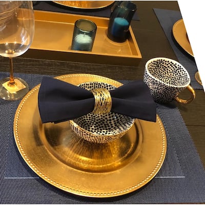 Handmade Artisan Crafted Mesh Metal Dining Napkin Rings Gold