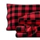 preview thumbnail 20 of 99, Bare Home Cotton Flannel Sheet Set - Velvety Soft Heavyweight California King - Buffalo Plaid - Red/Black