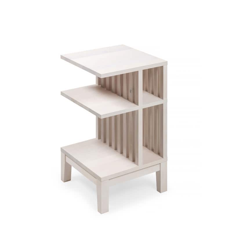 Hardwood Nightstand with Three Shelves, Modern Farmhouse Side Table