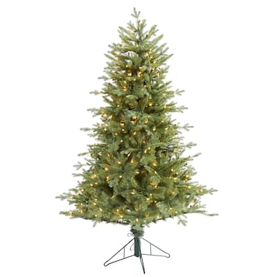 5ft. Spruce Artificial Christmas Tree with 300 Warm White Lights and 618 Bendable Branches - Bright Seasonal Touch