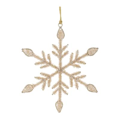 Beaded Metal Snowflake Ornament (Set of 12) - N/A