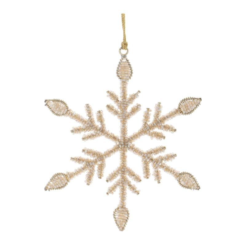 Snowflake Tree Ornaments Set of 12 Gold Iron with Glass Detail - 5” x 0.02” x 6” - Gold