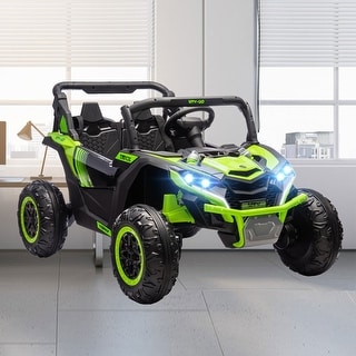 Dual Motor 24V Ride-On UTV for Kids, 2-Seater Electric Car with Suspension, Lights, Music, and 4MPH Speed for Ages 3-8