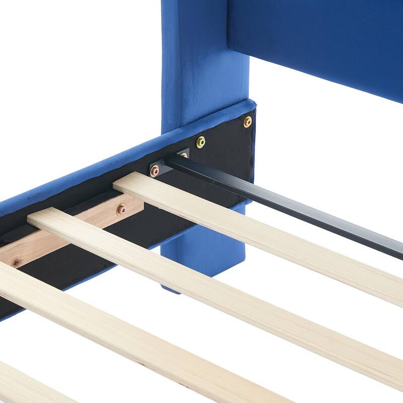 Christopher Knight Home - Amara Traditional Velvet Upholstered Sleigh Bed with Wingback Headboard & Scroll Footboard, Queen Size