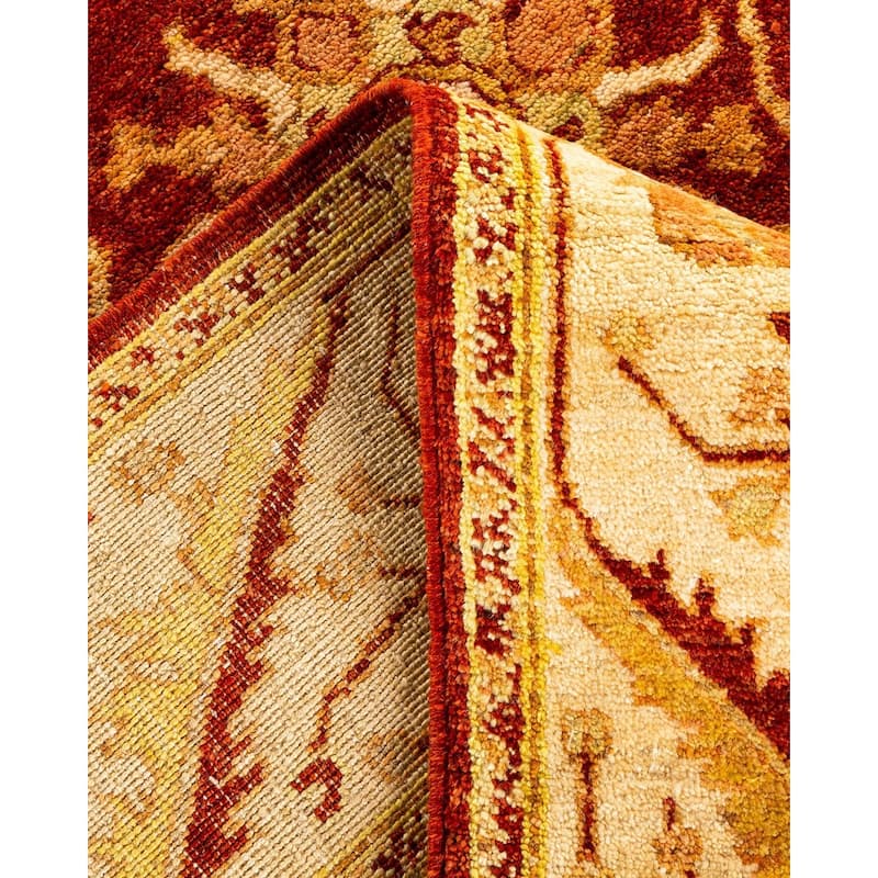 Overton Hand Knotted Wool Vintage Inspired Modern Contemporary Eclectic Red Area Rug - 5' 1" x 8' 8"