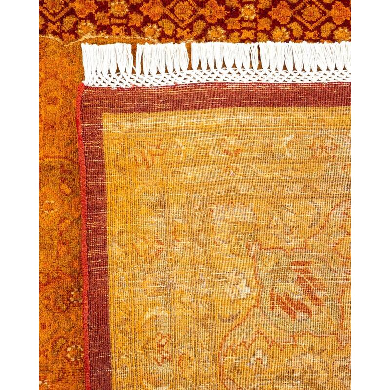 Overton Hand Knotted Wool Vintage Inspired Modern Contemporary Overdyed Orange Area Rug - 8' 1" x 10' 2"