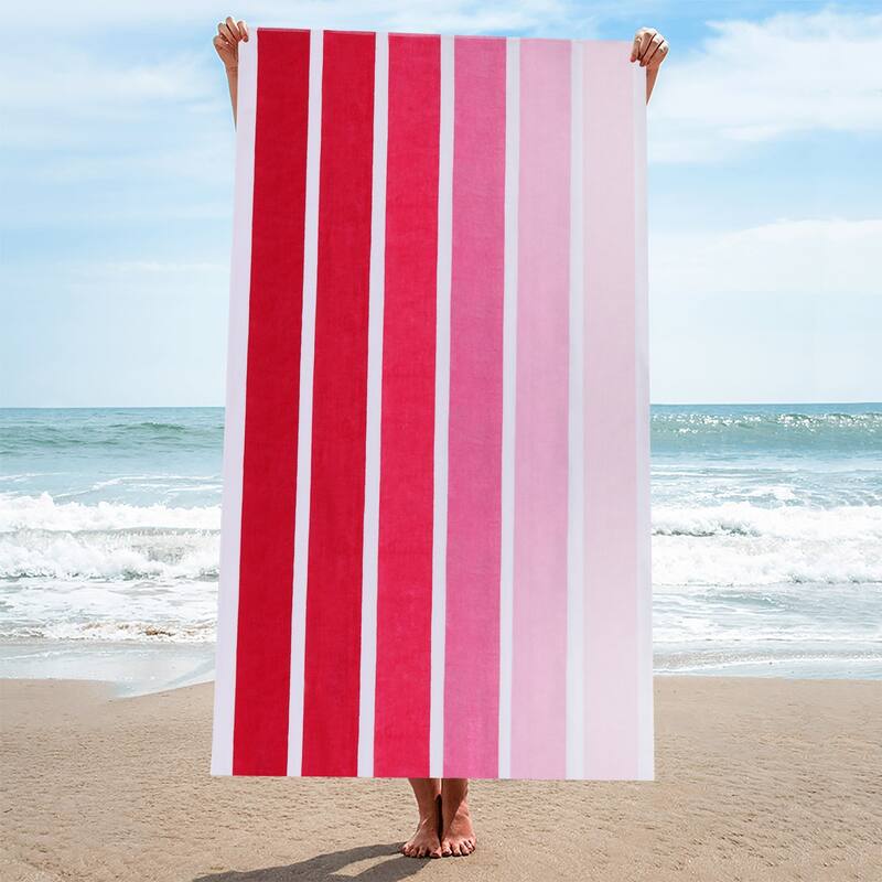 Superior Faded Stripes Cotton Velour Quick-Dry Oversized Beach Towel