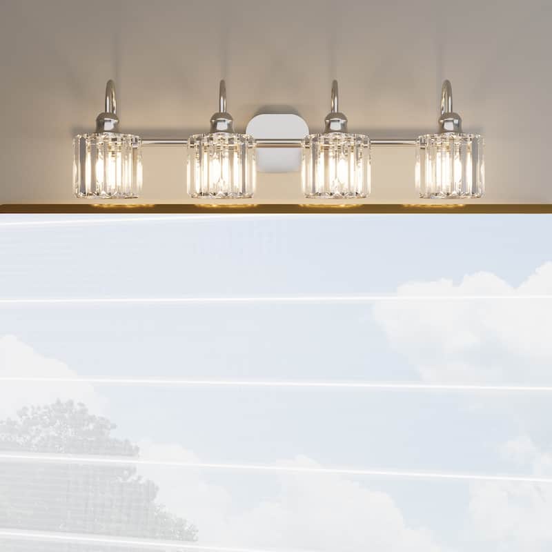 ExBrite Modern Rose Gold Dimmable Bathroom Crystal Vanity Lights