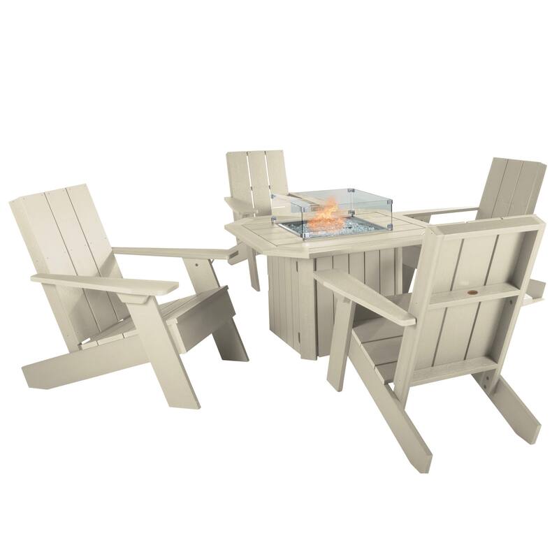 HIGHWOOD Modern Adirondack 5-Piece Fire Pit Conversation Set
