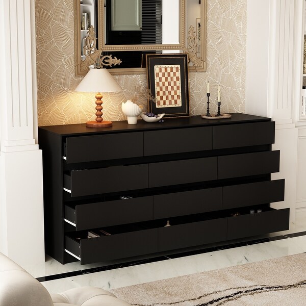 Modern 12 Drawer Bedroom Dresser Sleek Storage Chest White or Black On Sale Bed Bath Beyond 41321072