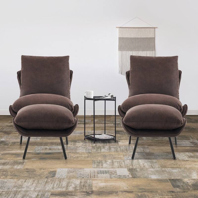 MCombo Accent Chair with Ottoman, Leathaire Fabric LW951