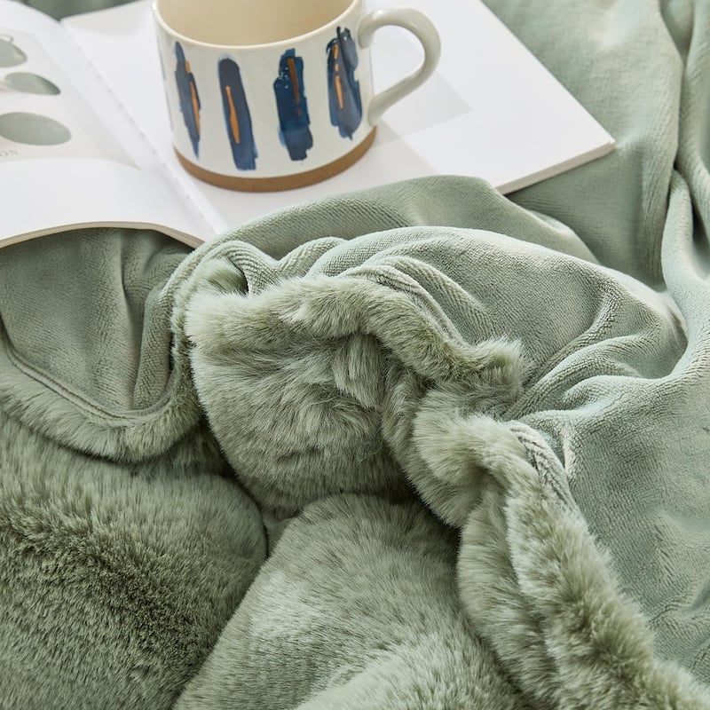1,100 Bunnies - Coma Inducer® Oversized Comforter Set - Plush Reverse - Calming Sage