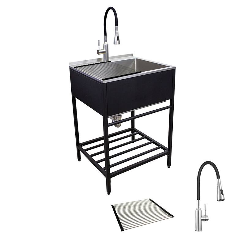 Transolid TRS_TFH-2522 Contemporary Laundry Washstand 25" Free - Matte Black