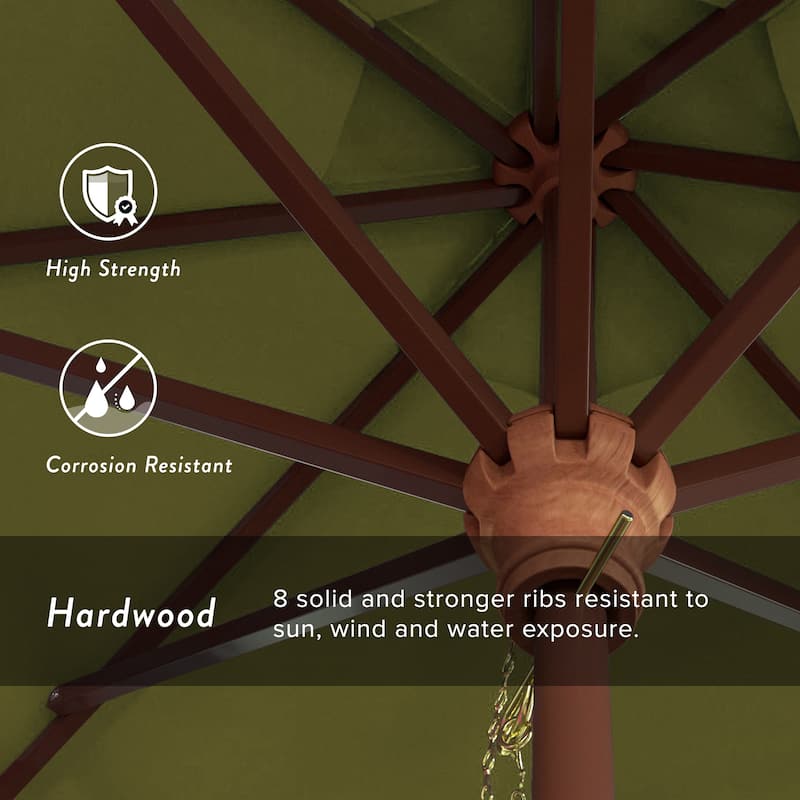 Port Lavaca 7.5ft Round Sunbrella Wooden Patio Umbrella by Havenside Home, Base Not Included
