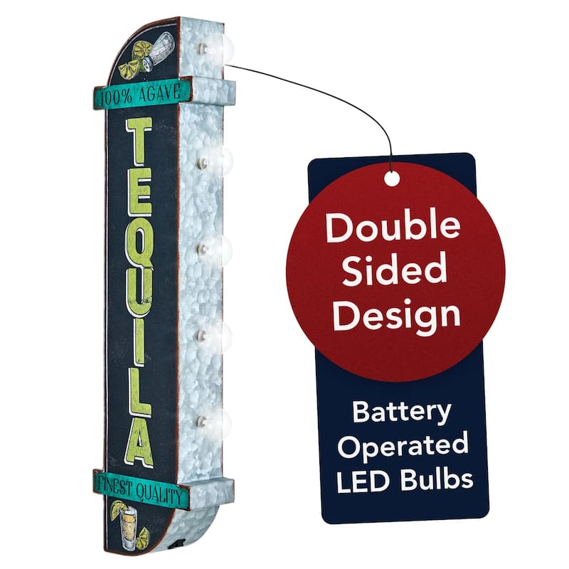 Metal LED Agave Tequila Finest Quality Marquee Wall Sign - 25" x 6.75" x 3"