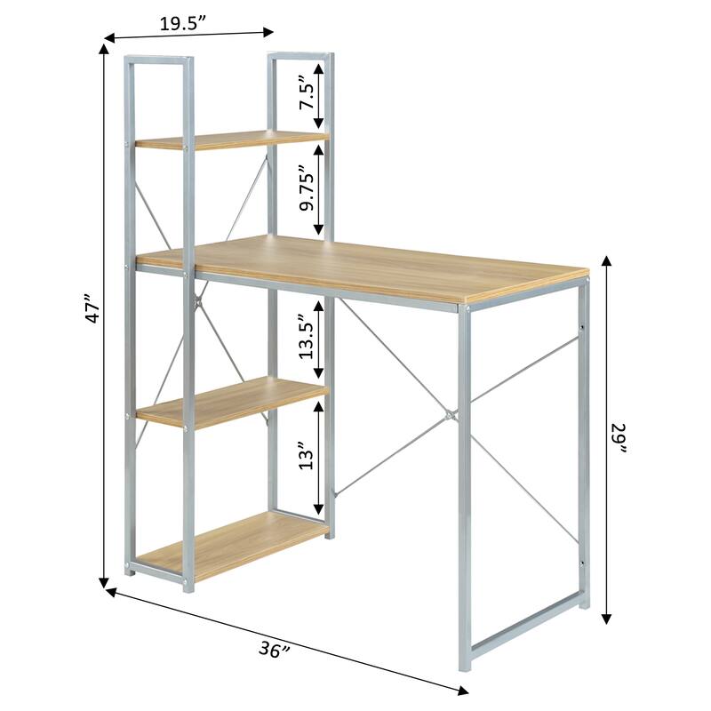 Convenience Concepts Designs2Go Office Workstation Desk with Shelves