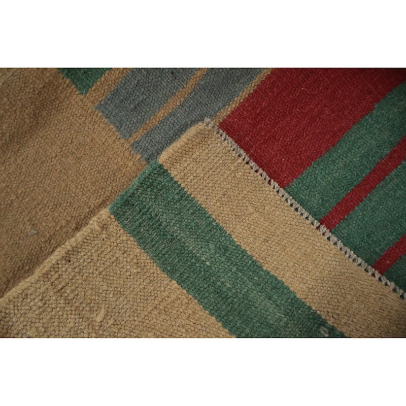 Hand Woven Oriental 100% Wool Carpet Southwestern Modern Multi-Colored Kilim Area Rug - 12' 0'' X 8' 9''