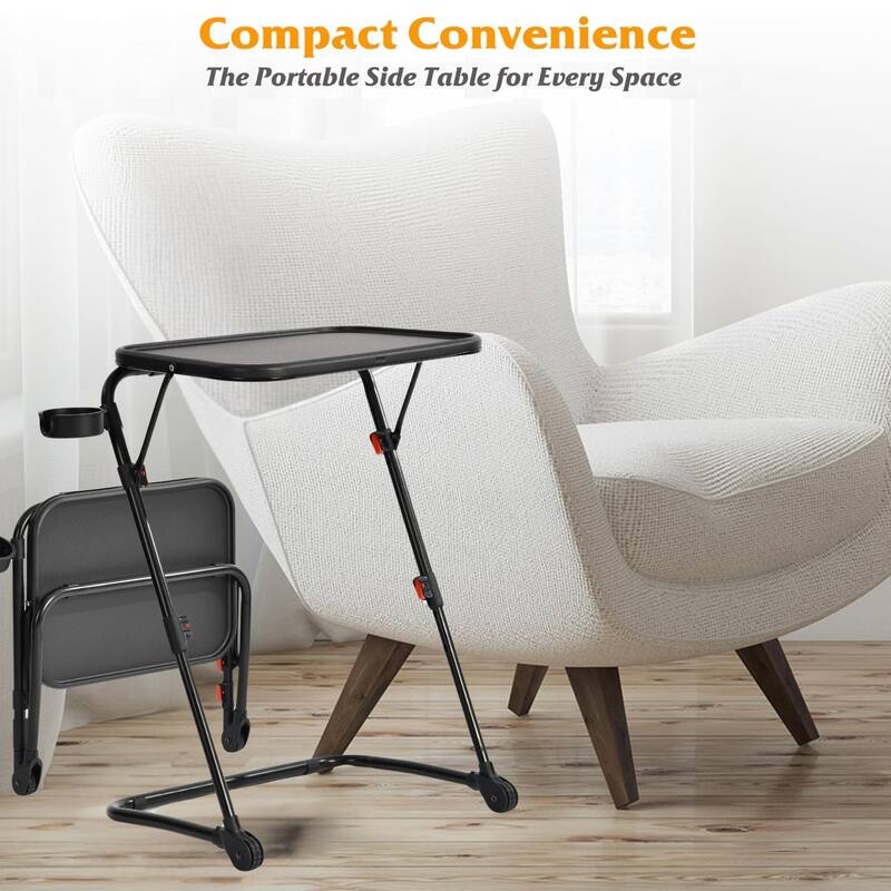 Foldable Table with Compact Design - for Home, Bathroom Easy Storage, Space-Saving (Black)