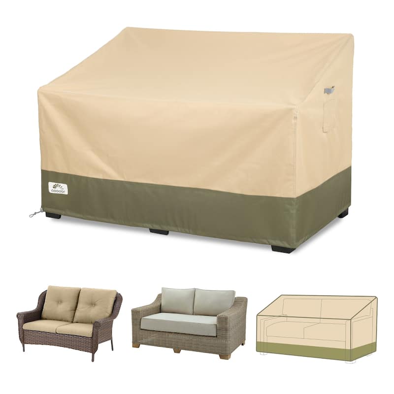 Aoodor Heavy Duty Patio Loveseat Cover - 58"W x 38"D x 38"H - Beige/Green