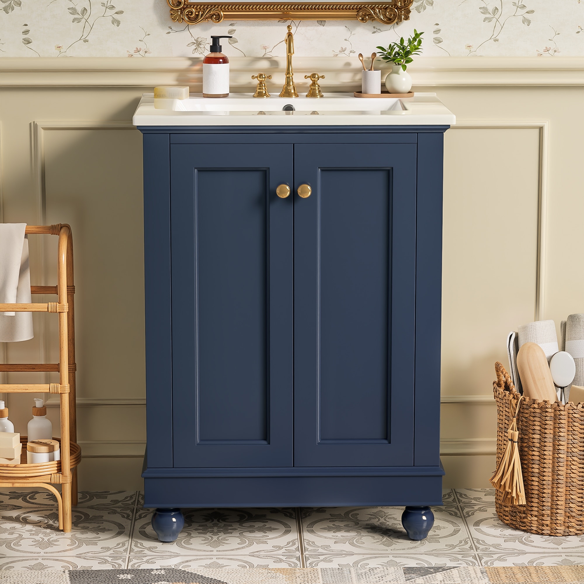 Christopher Knight Home - Aveline Modern 24" Bathroom Vanity Cabinet with Adjustable Shelf and Soft-Closing Storage