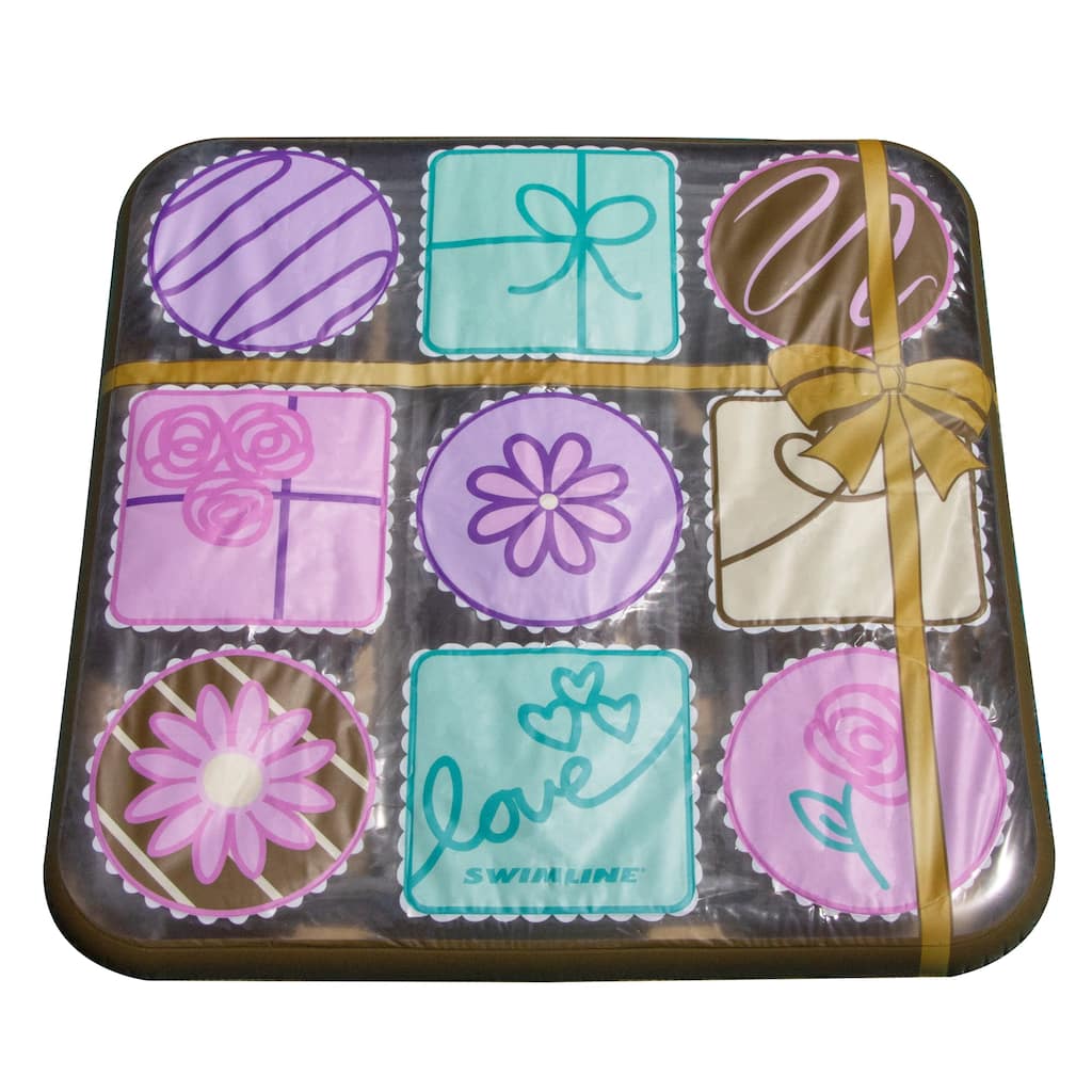 73" Inflatable Brown and Purple Square Chocolate Box Designed Swimming Pool Raft Float 73-Inch