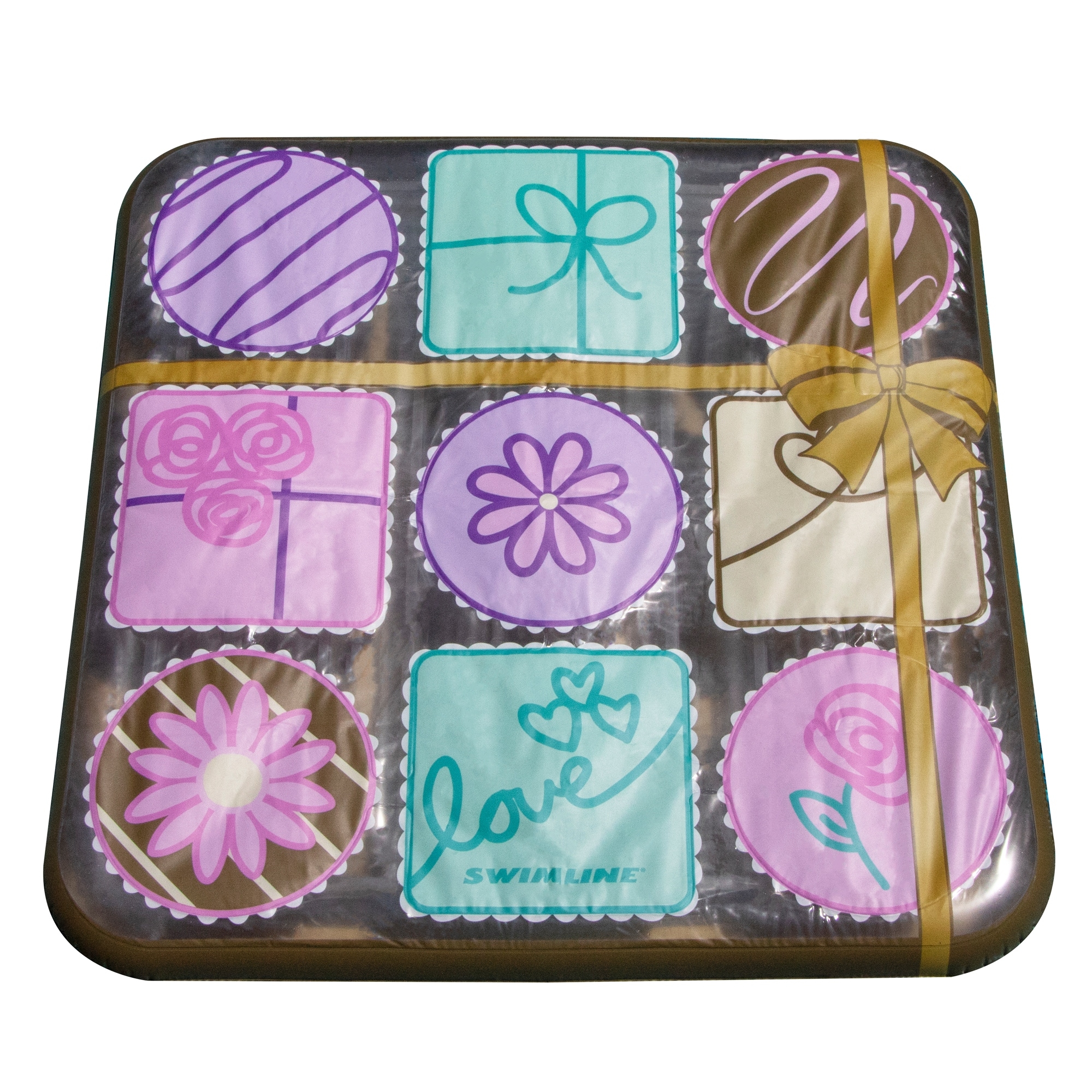 73" Inflatable Brown and Purple Square Chocolate Box Designed Swimming Pool Raft Float 73-Inch