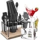 preview thumbnail 38 of 48, JoyTable Bartender Kit - Cocktail Set Kit - Bartender Drink Mixer Shaker Bar Tool Set 16 Piece Set + Stand - Black