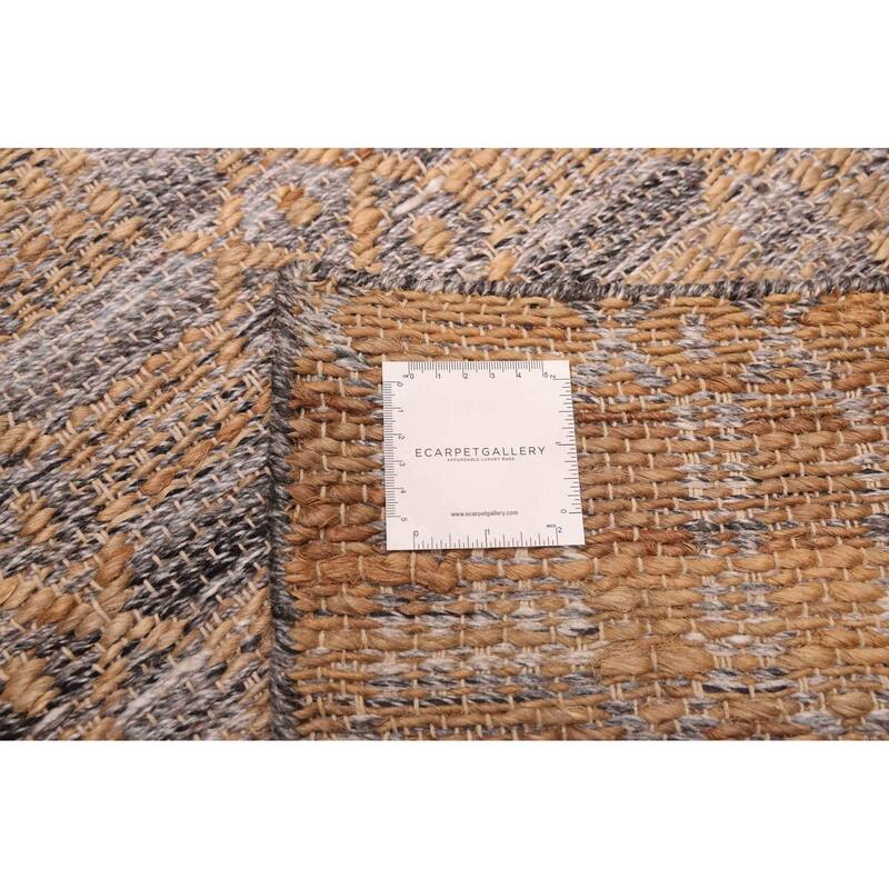ECARPETGALLERY Flat-Weave Palas Denizli Tan Jute, Rayon Kilim - 5'3 x 7'8