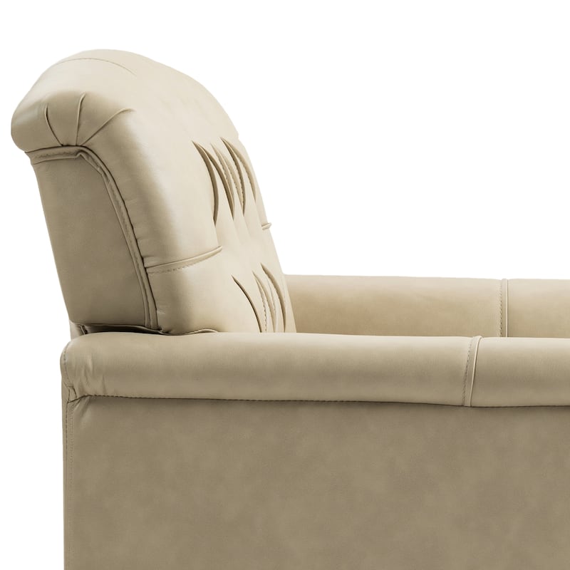 Traditional Faux Leather Tufted Accent Arm Chair with Nailhead Trim