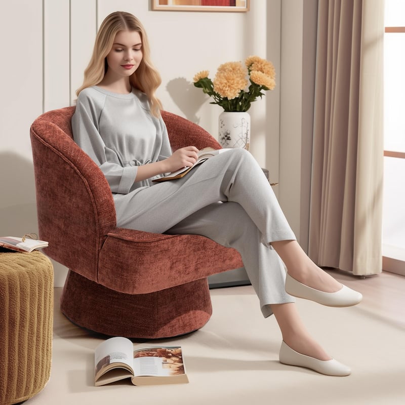 Upholstered Swivel Accent Chair Armchair, Barrel Chair, Club Chair