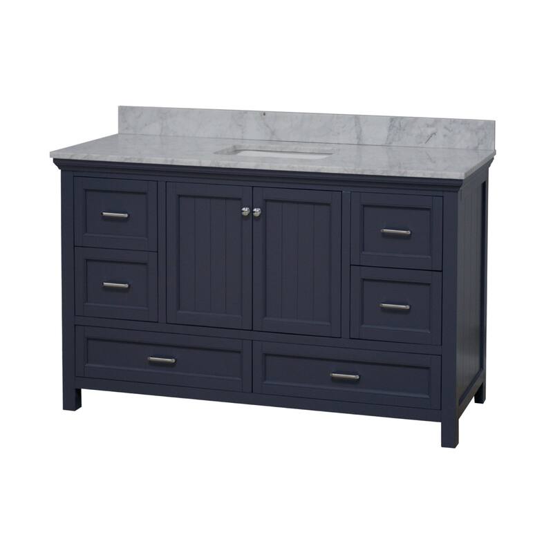 KitchenBathCollection Paige 60" Single Bathroom Vanity with Carrara Marble Top