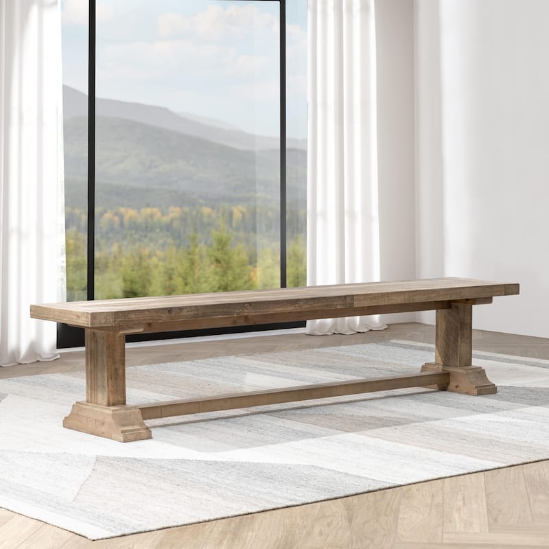 Dita Reclaimed Pine Wood Bench by Kosas Home - Single - Aged Pine