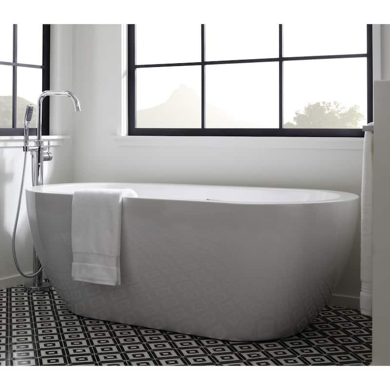 Miseno MNO6030SFSO 59" Free Standing Acrylic Soaking Tub with Center - White